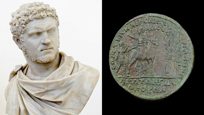 Busto e medalhão representando o imperador Caracala - Foto por Naples National Archaeological Museum via Wikimedia Commons / Divulgação/Regional Historical Museum – Veliko Tarnovo