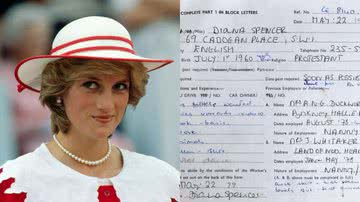 A princesa Diana e o contrato leiloado - Getty Imagens e Reprodução / Auctioneum Ltd