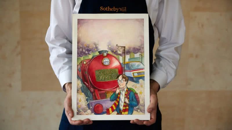 Arte de capa original de 'Harry Potter e a Pedra Filosofal' - Divulgação/Sotheby's