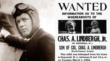 Montagem ilustra o aviador Charles Lindbergh e seu filho em anúncio de desaparecimento - National Postal Museum / Federal Bureal of Investigation