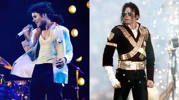 Jaafar Jackson como o Rei do Pop e o próprio Michael Jackson - Divulgação / Universal Pictures e Getty Imagens