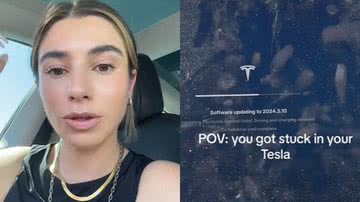 Imagens de vídeo gravados enquanto mulher estava presa em carro da Tesla - Reprodução/Vídeo/TikTok/@brianna__janel