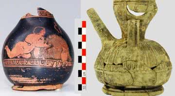 Vasos encontrados durante a construção da linha de metrô Atenas-Pireu, na Grécia - Divulgação/Ephorate of Antiquities of Pireeus and Islands