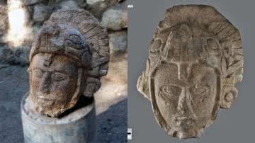 Estátua de guerreiro maia descoberta no México - Divulgação/INAH