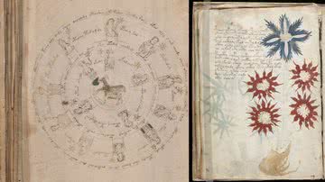 Montagem mostrando duas páginas do manuscrito - Domínio Público