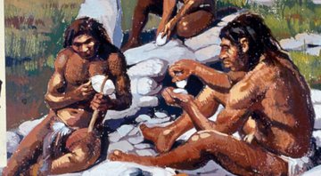 Ilustração de neandertais fazendo ferramentas - Getty Images