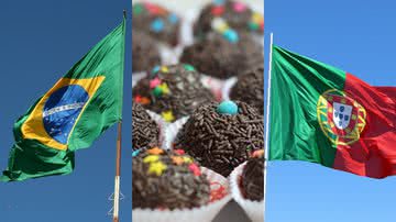 Bandeiras de Brasil e Portugal; foto de brigadeiros - Pixabay