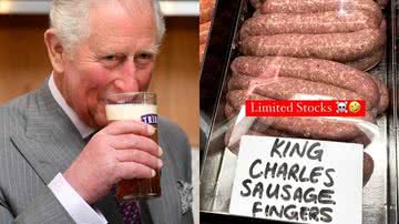 Montagem mostra dedos de Charlies e placa nas linguiças - Getty Images / Divulgação / Redes sociais