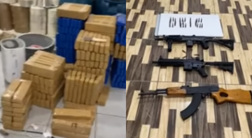 Drogas e armas apreendidas na casa - Divulgação/Youtube/UOL