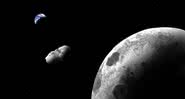 Representação do Kamo'oalewa entre a Terra e a Lua - Divulgação/Addy Graham/University of Arizona
