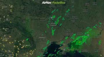 Imagem registra espaço aéreo da Ucrânia vazio - Divulgação / RadarBox