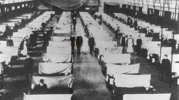 Retrato tirado durante a gripe espanhola de 1918 exibindo diversos pacientes - Reprodução /  Universidade do Colorado em Boulder