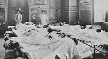 Enfermaria carioca de 1918 com infectados pela gripe espanhola - Divulgação/Biblioteca Nacional