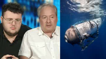 Pai e filho ilustrados no artigo em montagem com submersível da OceanGate - Divulgação / Vídeo / CNN / OceanGate