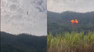 Imagens do momento em que o propulsor despenca e colide em uma região arborizada - Reprodução/Vídeo/Redes Sociais/X/@AJ_FI