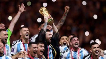 Seleção Argentina comemorando a vitória da Copa do Mundo - Getty Images
