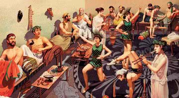 Nos banquetes da Grécia Antiga, dançarinas entretinham os convivas - divulgacao