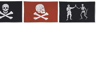 A bandeira pirata em três versões  - divulg.