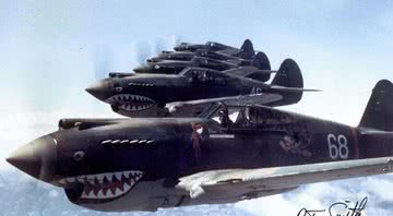 1º Grupo de Voluntários Americanos (Flying Tigers), 3ª esquadrilha, Hell's Angels. Eles lutaram na China antes da entrada dos EUA na guerra, oficialmente como parte do exército chinês.  - Wikimedia Commons
