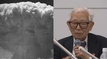 Registro da explosão em Hiroshima (à esqu.) e Mikiso (à dir.) - Divulgação