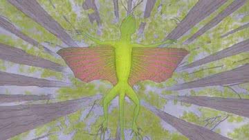 Ilustração de animal alado que teria vivido há 200 milhões de anos - Reprodução / Mike Cawthorne
