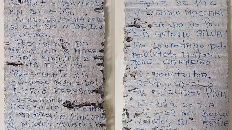 Carta encontrada em parede em SC - Divulgação / Daiana Carvalho