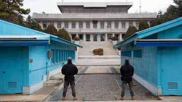 Imagem da vila de Panmunjom, zona desmilitarizada que separa a Coreia do Sul e do Norte. - Getty Images