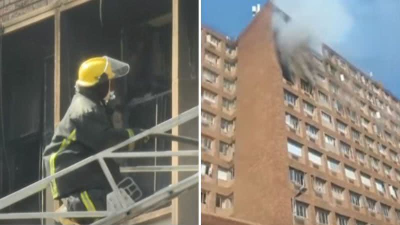 Incêndio em prédio em Joanesburgo - Reprodução/Video/SBT
