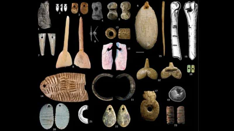 Conjunto de joias pré-históricas europeias analisadas - Divulgação/J. Baker, et al