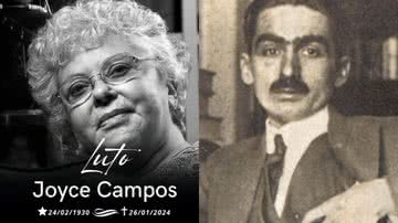 Joyce Campos (à esqu.) e Monteiro Lobato (à esqu.) - Arquivo Pessoal e domínio público