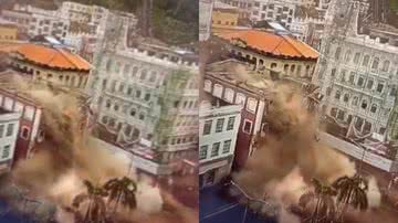 Imagens do momento do desabamento - Reprodução/Vídeo/X/@sputnik_brasil