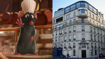 O rato Ratatouille, da animação, e o restaurante La Tour d'Argent - Divulgação / Disney e Wikimedia Commons, sob licença Creative Commons