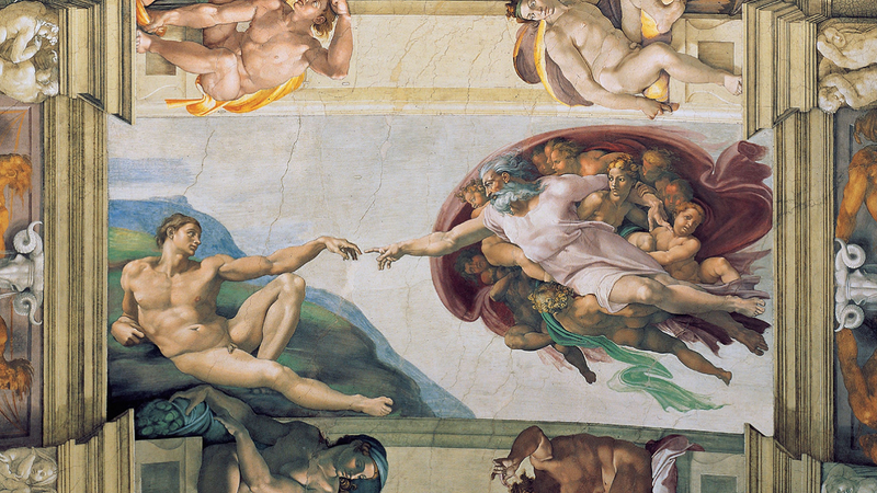 A Criação de Adão, pintura que faz parte da Capela Sistina - Domínio Público