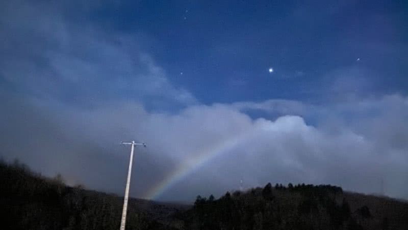 Arco-íris lunar que apareceu em Portugal - Reprodução / Facebook / Meteo Trás os Montes - Portugal