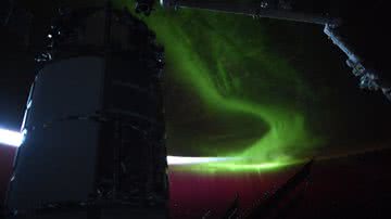 Fotografia de aurora vista da ISS - Reprodução/X/@AstroJaws