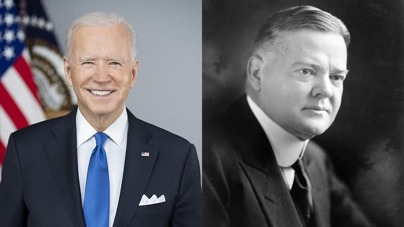 Fotos presidenciais de Biden e Hoover em montagem - Domínio Público