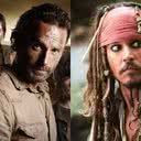 Imagem promocional de The Walking Dead (à esqu.) e de Johnny Depp (à dir.) - Divulgação