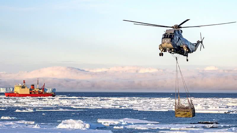 Imagem de um helicóptero Armada Argentina na Península Antártica - Reprodução/Exército argentino
