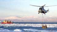 Imagem de um helicóptero Armada Argentina na Península Antártica - Reprodução/Exército argentino