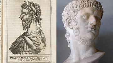Busto de Alexandre, o Grande (esq.) e retrato de Júlio César (dir.) - Wikimedia Commons, sob licença Creative Commons