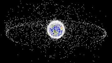 Imagem mostrando distribuição do lixo espacial que orbita a Terra - Divulgação/ NASA