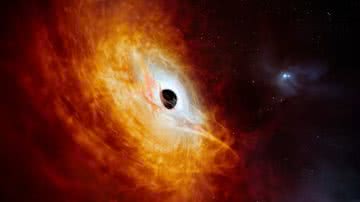 Imagem artística do quasar J059-4351 - Reprodução/M. Kornmesser/ESO