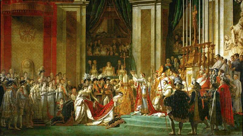 'A Coroação de Napoleão', de Jacques-Louis David - Domínio Público via Wikimedia Commons