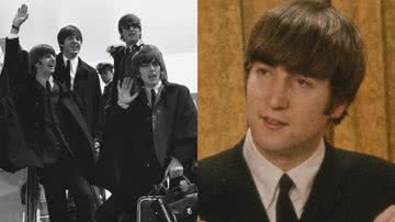 Fotografia dos Beatles e, à direita, John Lennon em 1964 - Getty Images / Domínio Público via Wikimedia Commons