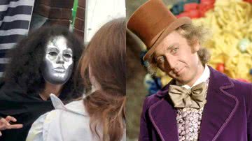 Personagem macabro de evento na Escócia e Gene Wilder como Willy Wonka em 'A Fantástica Fábrica de Chocolate' (1971) - Reprodução / Reprodução/Paramount Pictures