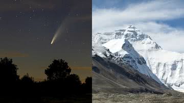 Imagens ilustrativas de um cometa e do Monte Everest - Foto de TheOtherKev e Eknbg, via Pixabay
