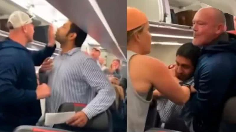Homem ofendeu passageiros e funcionários e se envolveu em uma briga física - Divulgação/vídeo/redes sociais
