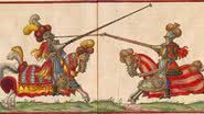Antiga ilustração de uma justa medieval - Domínio Público via Wikimedia Commons