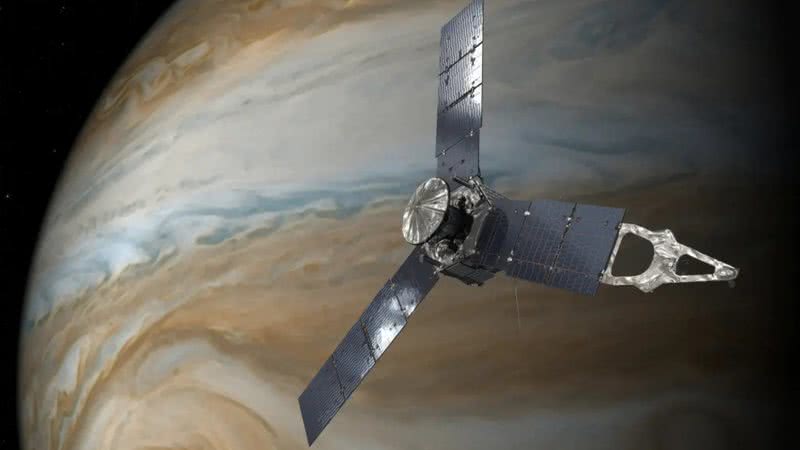 A sonda Juno em Júpiter - Reprodução / NASA