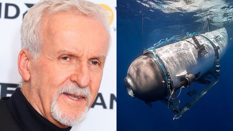 O diretor James Cameron e um submersível da OceanGate - Getty Imagens e Reprodução / OceanGate